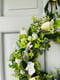 Image of 40cm Thick Wicker Wreath - foliage and white flowers 