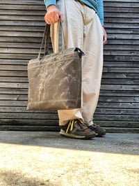 Image 3 of Large vegan tote bag, made in waxed canvas