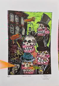 Molar Mob Embellished LinocutArtist and 