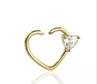 Image 1 of Prong Heart Cz Left & Right Heart Ear Cartilage Rings