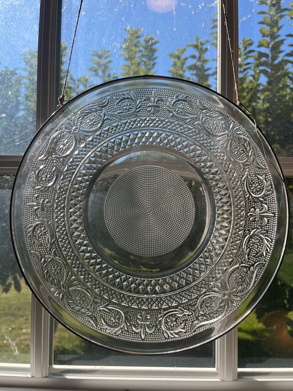 Image of Round vintage 10 inch glass- hanging