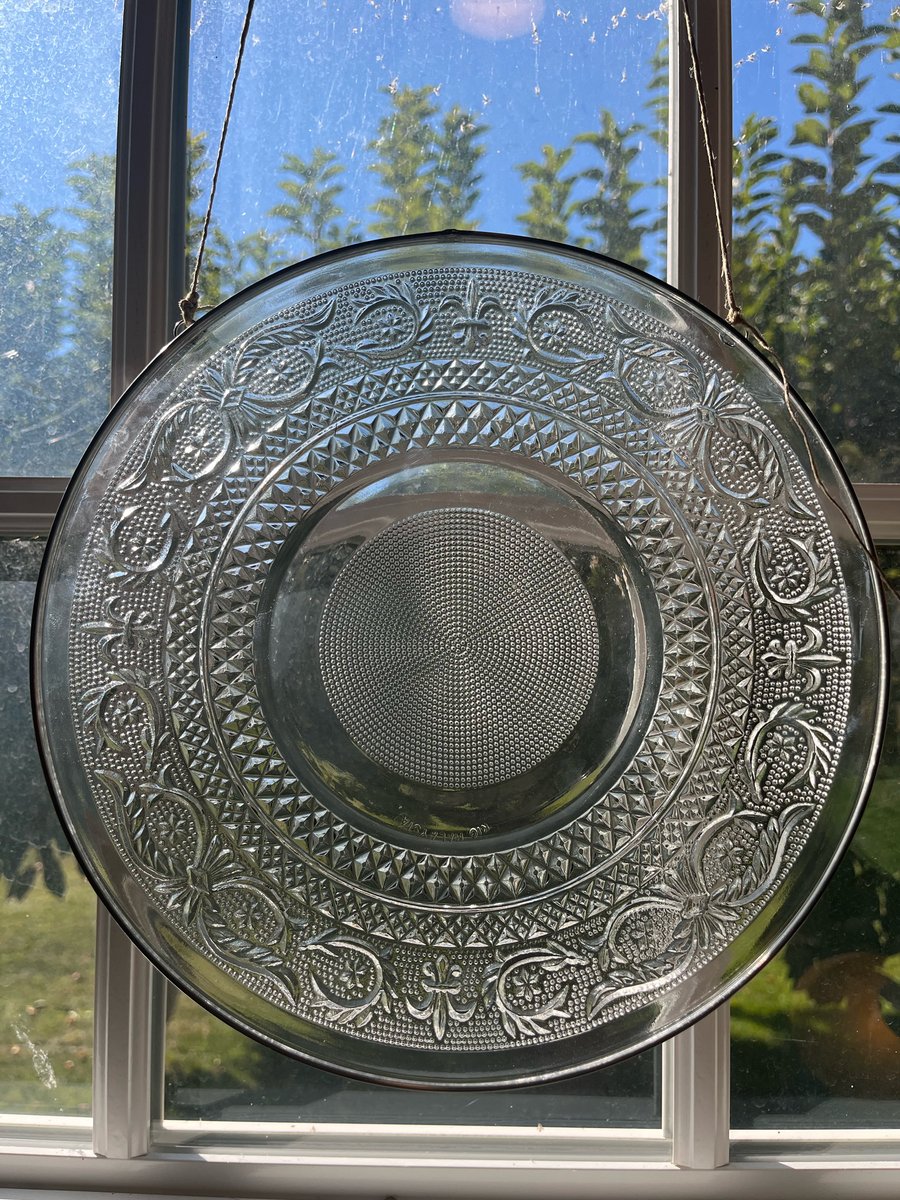 Image of Round vintage 10 inch glass- hanging
