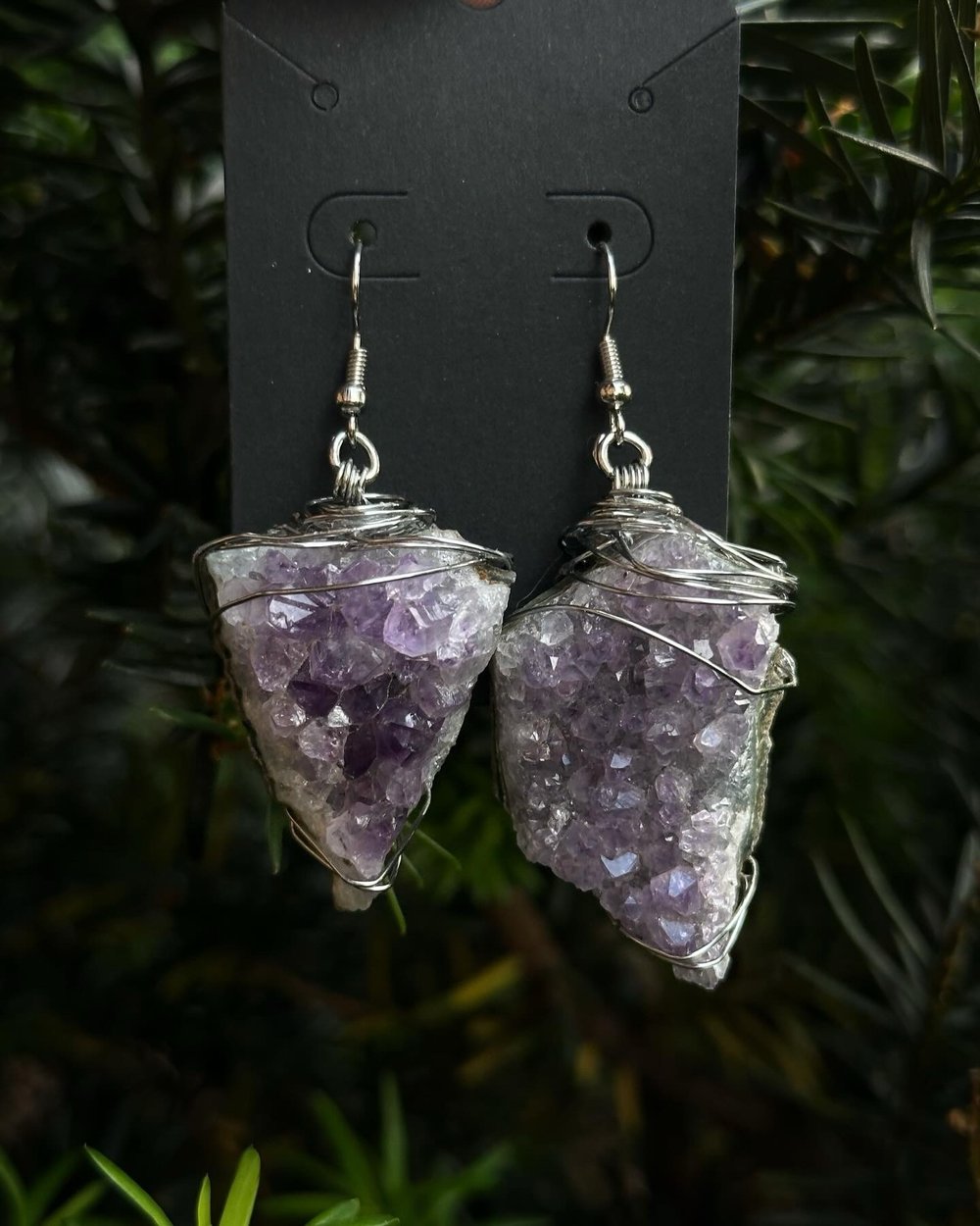 Image of Hand Engraved Earrings with Wrapped Specimens