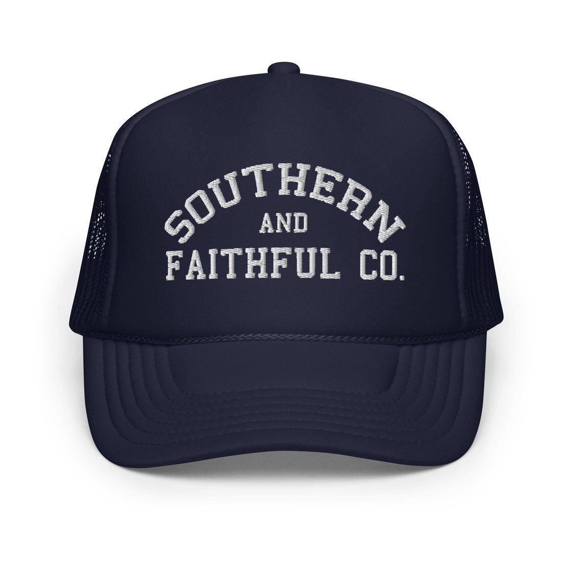 Image of Southern and Faithful Trucker- Navy and White