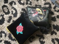 Image 8 of Black Velvet Red Rose Cushion Cover