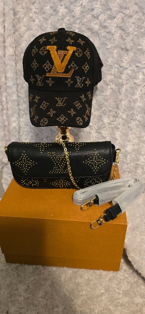 Image of Black LuV Crossbody with matching hat