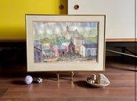 Image 1 of 90s Original Watercolour Harbour Scene