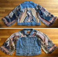 Image 1 of Upcycled “Our Lady of Guadalupe” Levi’s tapestry jacket