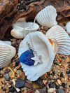 Blue Seaglass and Silver Starfish Necklace 