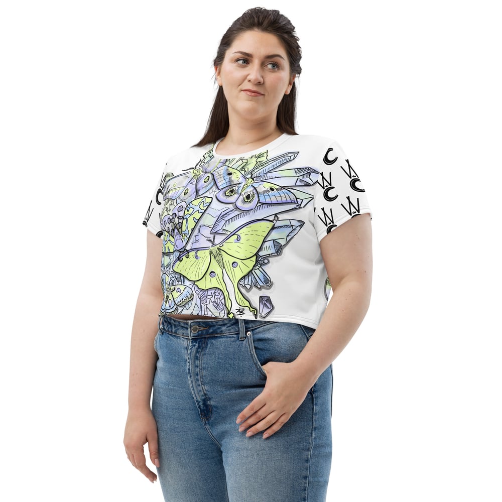 Crystal Moon Moth Print Crop Tee
