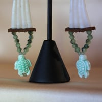 Image 2 of One tier Dentalium earrings (turtles)