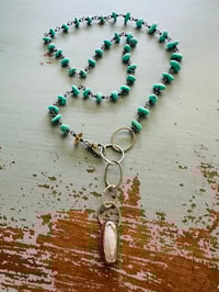 Image 4 of gorgeous turquoise nugget necklace with opal pendant