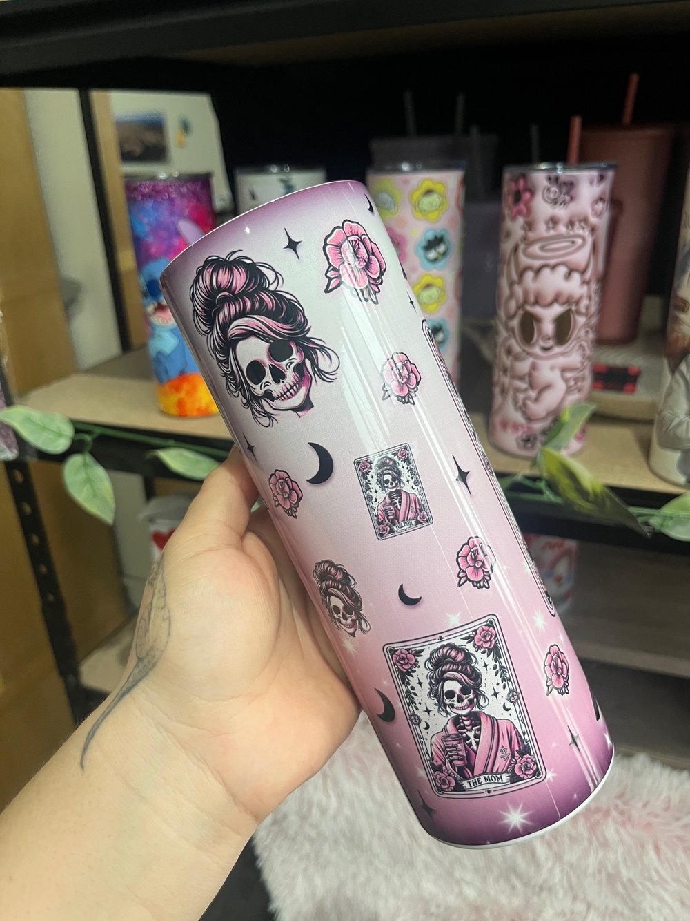 Image of THE MOM SKULL 20oz SUBLIMATED TUMBLER