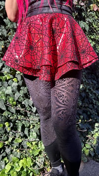 Image 5 of Black Sheer Velvet burned out Velvet Brocade Leggings