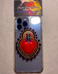 Image 3 of Hand Polished Red Heart Beaded Popsocket 