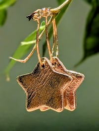 Image 1 of 14K Gold Hoops & Leather Star Charm