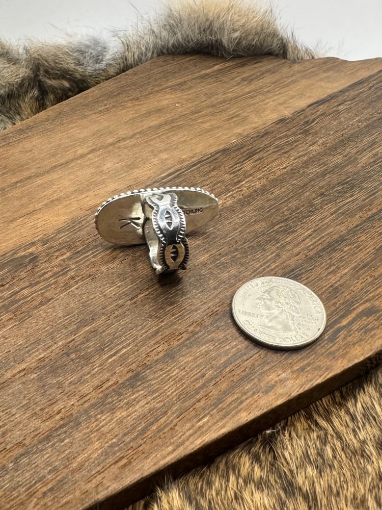 Image of Blackjack Ring - hand stamped scalloped cigar band - size 8