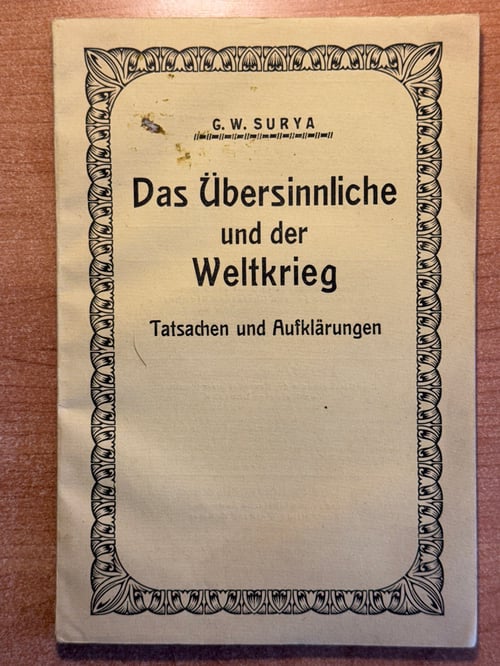 Image of Original Book from Library of Franz Bardon - Surya: Das Übersinnliche und der Weltkrieg (1936)