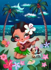 Image 1 of Hula Lulu’s Moonlit Serenade Full Size Diamond Painting by Miss Fluff
