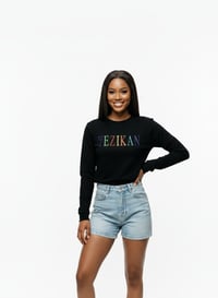 Image 2 of Yezikan Marbled Embroidered Logo Black Long Sleeve T-Shirt