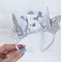 Image 2 of Butterflie birthday tiara crown in lilac & silver
