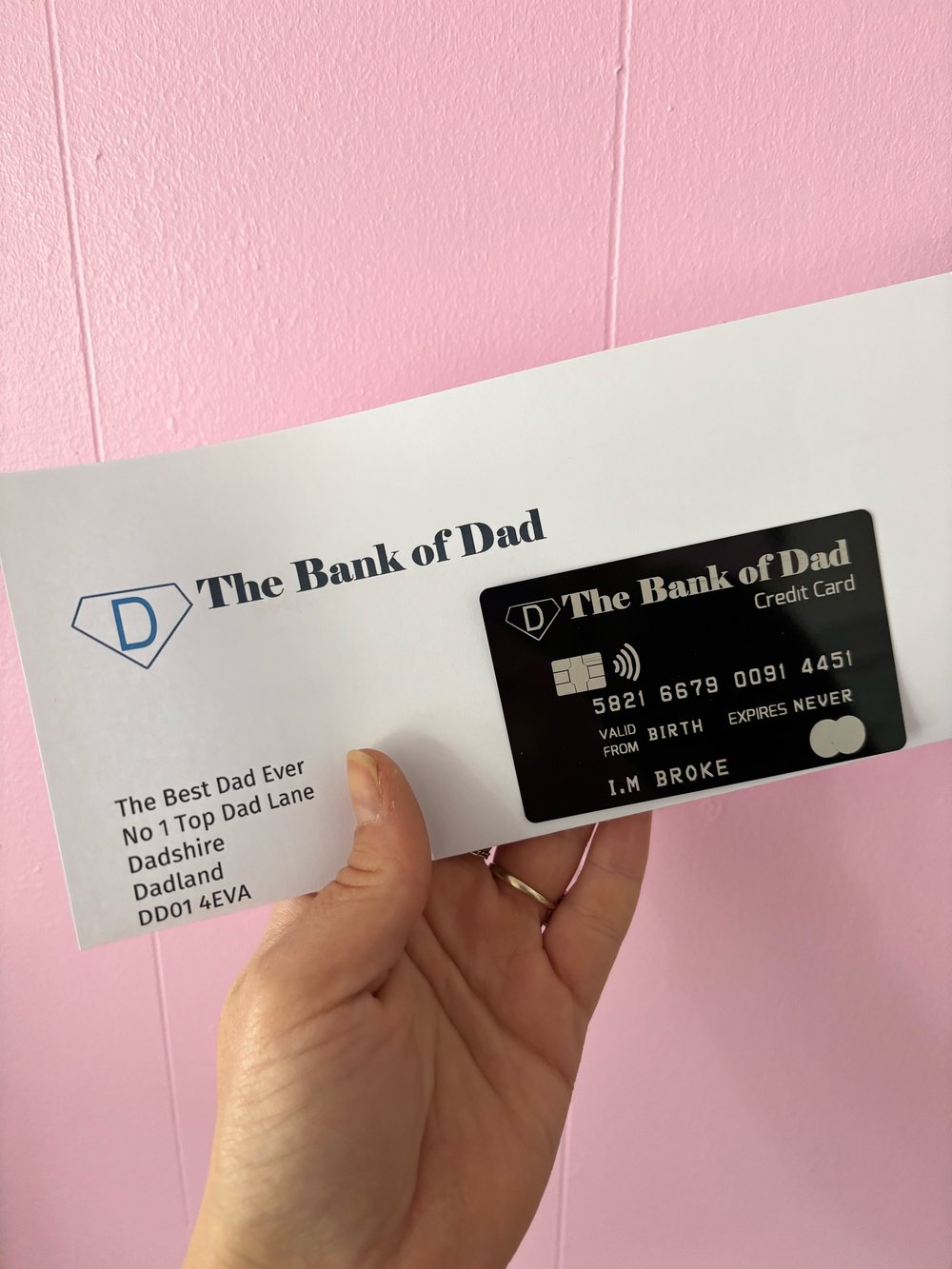 Image of Bank of dad letter with metal card *personalised with a message*