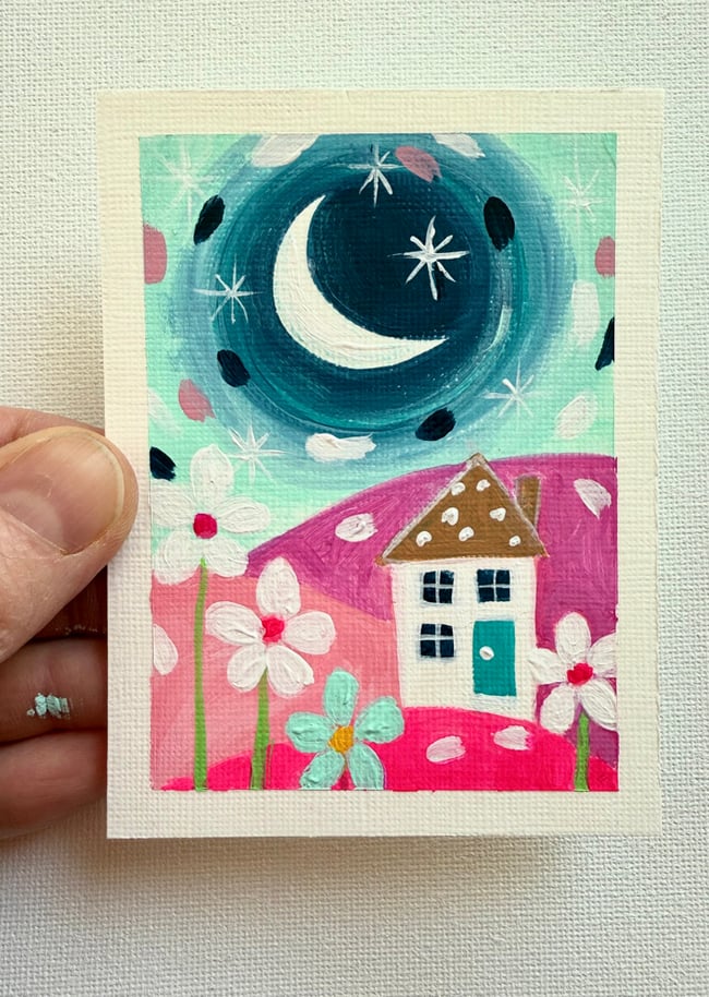 Moonlight Bliss. Original mini painting