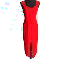 Image 1 of Vintage 1990s Red Linen Blend Sweetheart Wiggle Dress -Jessica Howard Women’s Size 4