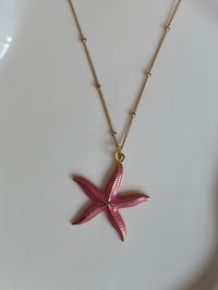 Image 2 of Large Pink Starfish Necklace 