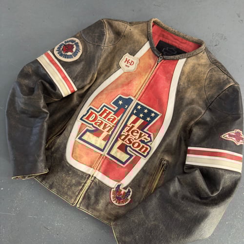 Image of Harley Davidson Cropped Leather Jacket, size large