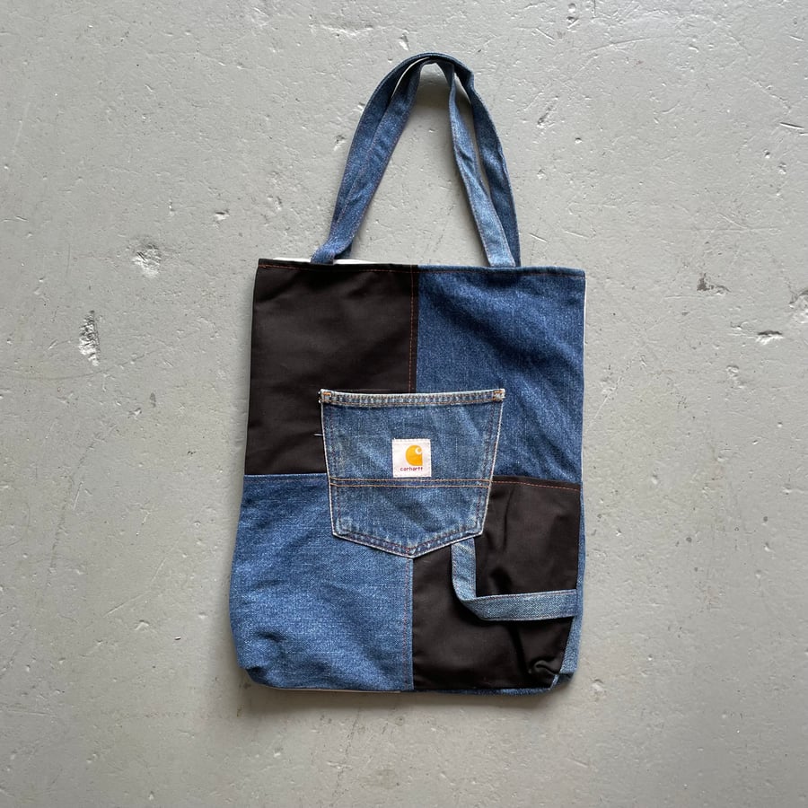 Image of Vintage Carhartt denim rework tote bag 