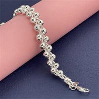 Image 4 of Charm 925 Sterling Silver Bracelets for Women Fine Braided beads Chain Fashion Wedding Party Christm