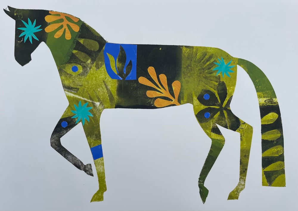 Image of A4 unframed monoprinted horse XVII