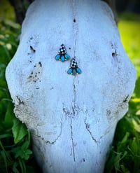 Image 2 of Checkered turquoise Post Earrings