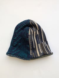 Image 4 of Upcycled Reversible Beanie Navy Blue x South Western 