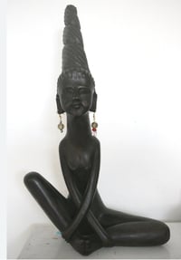  PHILLIPINES CARVED WOOD LONG NECK NUDE WOMEN STATUE FIGURE 17'