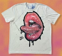 Image 1 of “TONGUE RING” CUSTOM PAINTED T-SHIRT SIZE 2XL