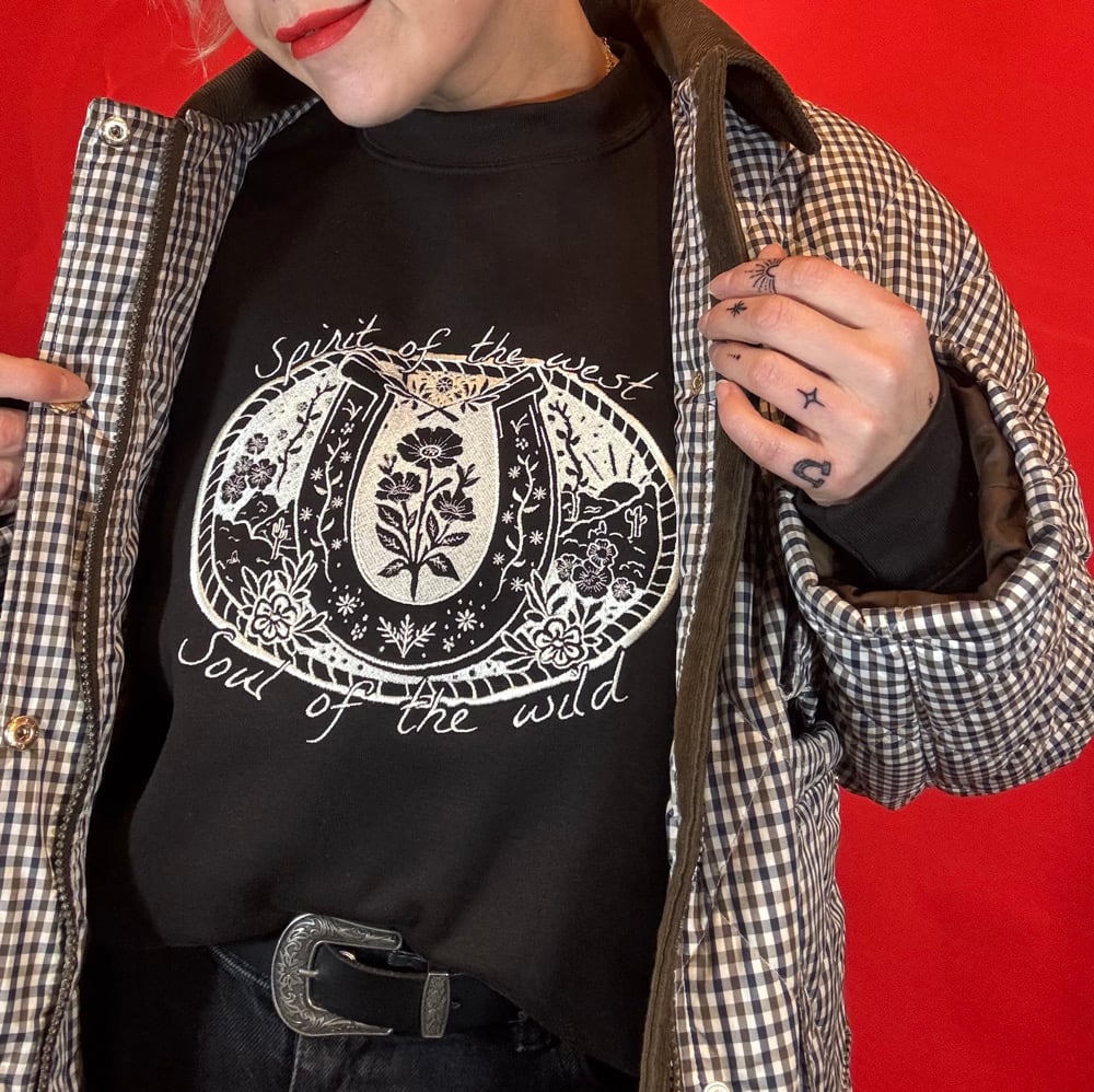 Image of Embroidered spirit of the west, soul of the wild sweatshirt