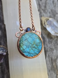 Image 1 of Electroformed labradorite and kyanite necklace 02