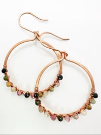 Image 2 of Rainbow Tourmaline (Copper) Hoop Earrings