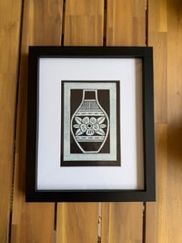 Framed Vase Linocut