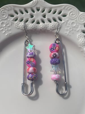 floral jumbo safety pin earrings