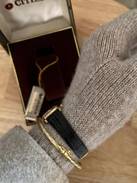 Image 6 of RARE Vintage Black Genuine Leather Watch Citizen- New in Box with tag 🏷️ 