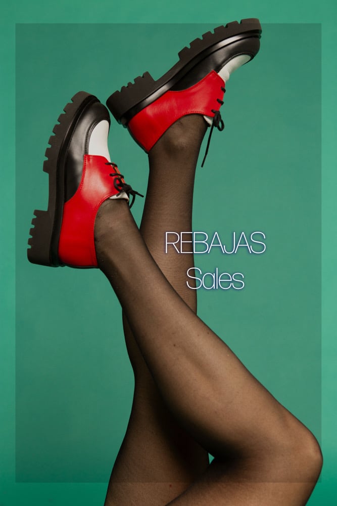 Image of REBAJAS-SALES 40% Zapato Creeper de Piel Blanco, Rojo y Negro
