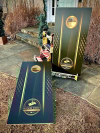 Image 2 of Brackish Wooder Cornhole Boards - Blackout Hex w/ gold accents - New Logo - MT6227