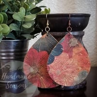 Large Floral Faux Cork Earrings 