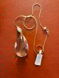 Image 1 of Steampunk repurposed necklace with chandelier crystal and vintage pearl spiral