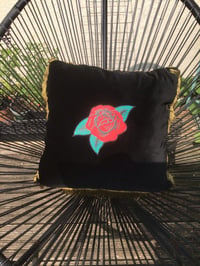 Image 9 of Black Velvet Red Rose Cushion Cover