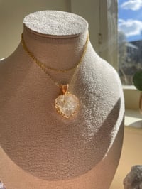 Image 2 of Gold Snowflake Rutile Heart Crystal Necklace