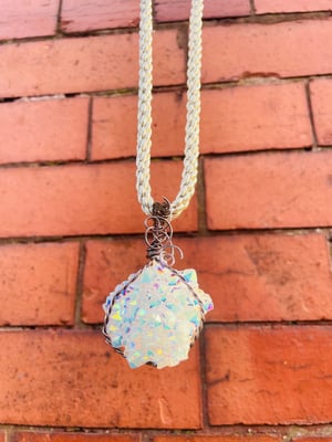 Image of Angel aura geode necklace 